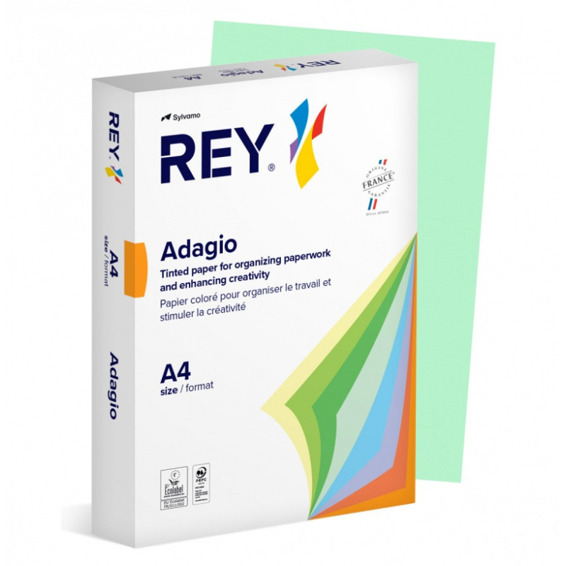 Papier ksero REY ADAGIO, A4, 160gsm, 09 zielony pastel *RYADA160X478 R100, 250 ark.
