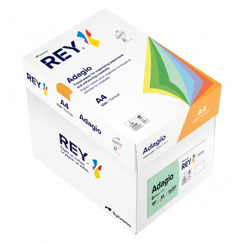 Papier ksero REY ADAGIO, A4, 160gsm, 09 zielony pastel *RYADA160X478 R100, 250 ark.