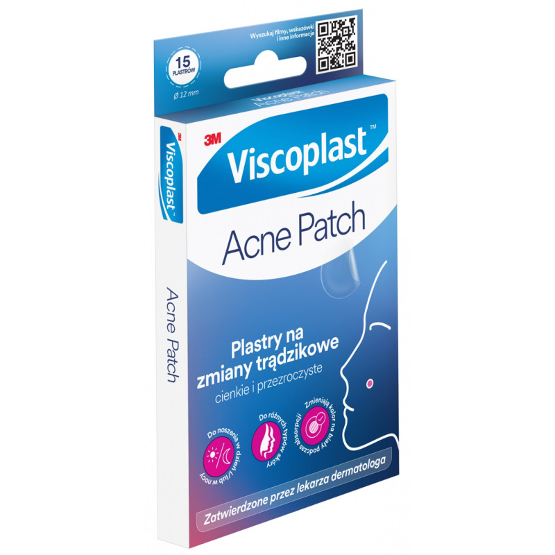 Plastry na zmiany trądzikowe VISCOPLAST-3M Acne Patch, Ø 12 mm, 15 szt., pudełko