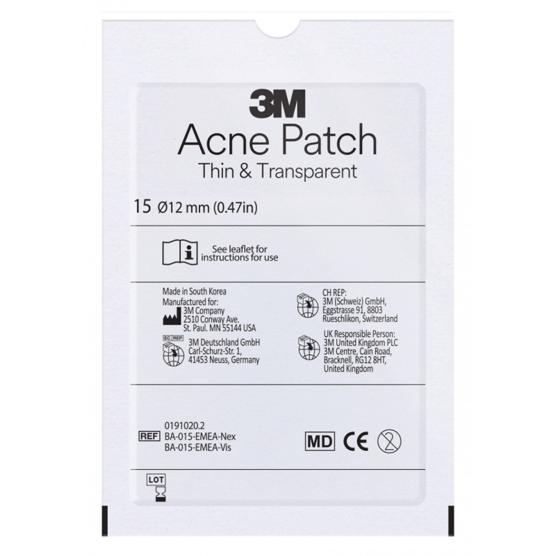 Plastry na zmiany trądzikowe VISCOPLAST-3M Acne Patch, Ø 12 mm, 15 szt., pudełko