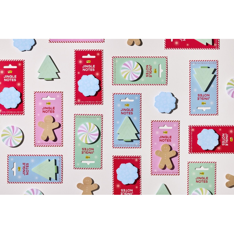 Karteczki samoprzylepne POST-IT® Notes Jingle (EMHOL25-JN-MC), 4 wzory, 50 ark./bloczek, 48 bloczków, mix kolorówblister pack