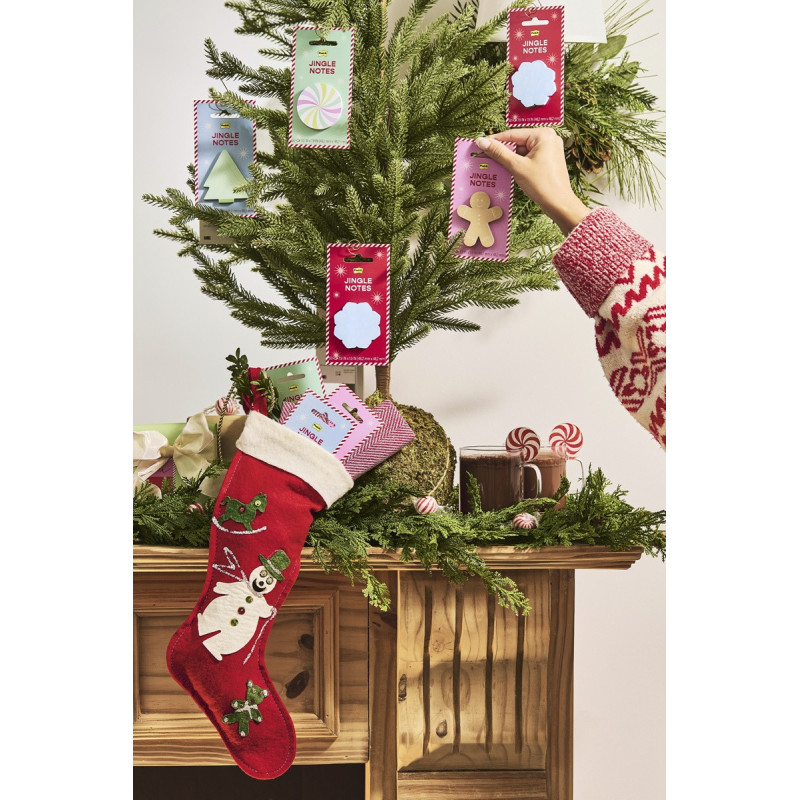 Karteczki samoprzylepne POST-IT® Notes Jingle (EMHOL25-JN-MC), 4 wzory, 50 ark./bloczek, 48 bloczków, mix kolorówblister pack