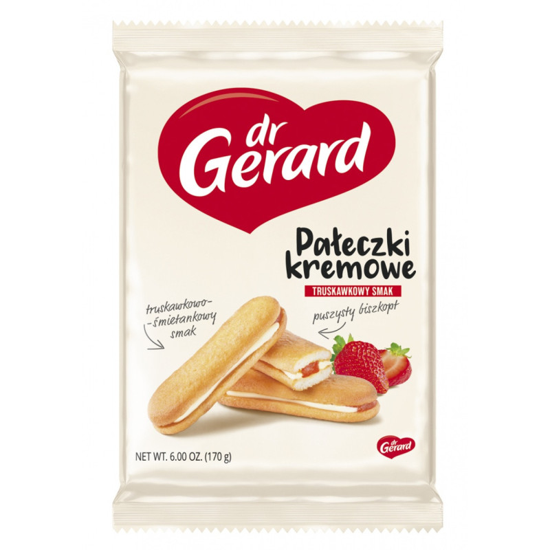 Biszkopty DR GERARD Pałeczki Kremowe, truskawkowo-śmietankowe, 170g