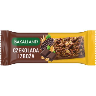 Baton zbożowy BAKALLAND, czekolada i zboża, 40g