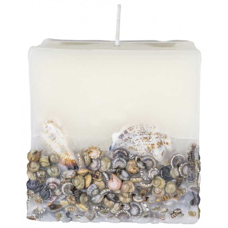 Świeca kwadrat DONAU HOME Brezza, 90x90mm, morska bryza, biały