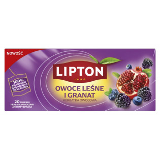 Herbata LIPTON owocowa, owoce leśne i granat, 20 torebek