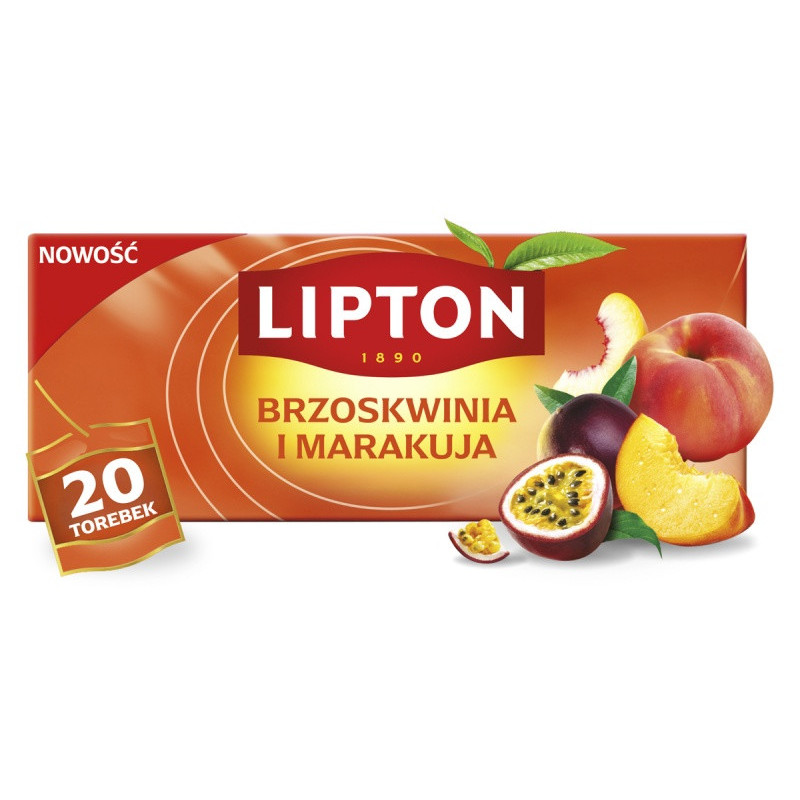 Herbata LIPTON owocowa, brzoskwinia i marakuja, 20 torebek