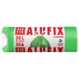 Worki na śmieci ALUFIX, z taśmą, HDPE, 35l, 25 szt., zielone