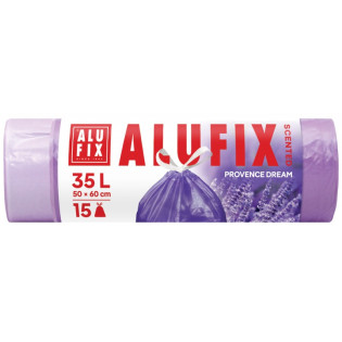 Worki na śmieci ALUFIX, lawendowe, HDPE, 35l, 15 szt., fioletowe