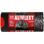 Worki na śmieci ALUFIX Aluflexy, z taśmą, LDPE, 35l, 15 szt., stalowe