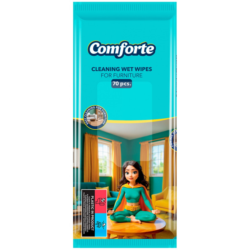 Chusteczki nawilżane COMFORTE, do mebli, 70 szt.