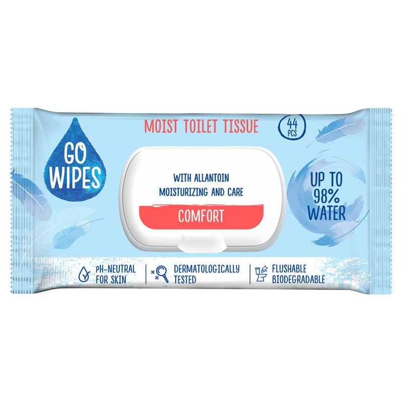 Papier toaletowy nawilżany GOWIPES Comfort, z klapką, 44 szt.