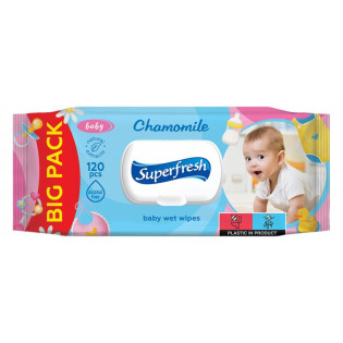Chusteczki nawilżane dla dzieci SUPERFRESH, z klapką, 120 szt.