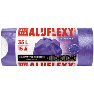 Worki na śmieci ALUFIX Aluflexy, zapach, LDPE, 35l, 15 szt., fioletowe