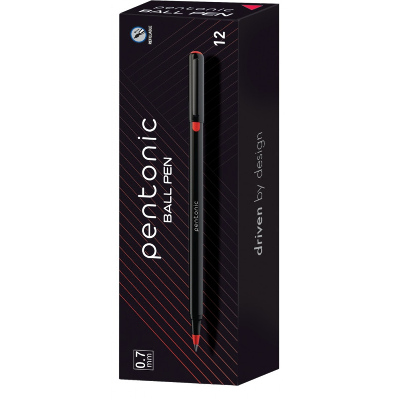 Długopis LINC Pentonic, śr. kulki 0,7mm, gr. linii 0,3mm, czerwony