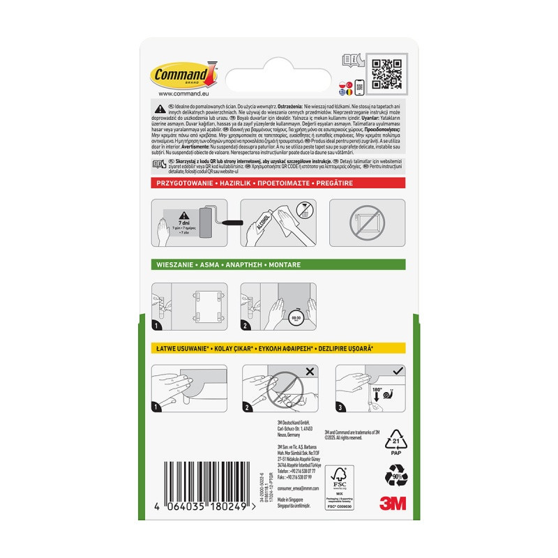 Paski do plakatów COMMAND™ (17024), małe, 12 szt., białe