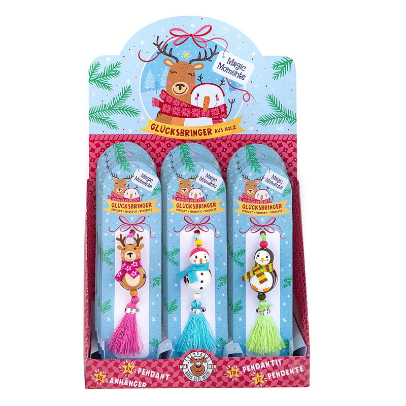 Mini drewniany breloczek na szczęście TRENDHAUS MM, mix kolorów