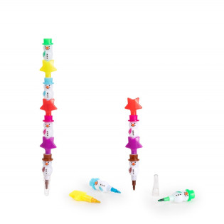 Kredki przekładane TRENDHAUS MM, bałwanek i gwiazdka, 7 szt., mix kolorów