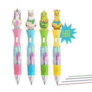 Długopis wielokolorowy LED TRENDHAUS MM, z figurką, mix kolorów