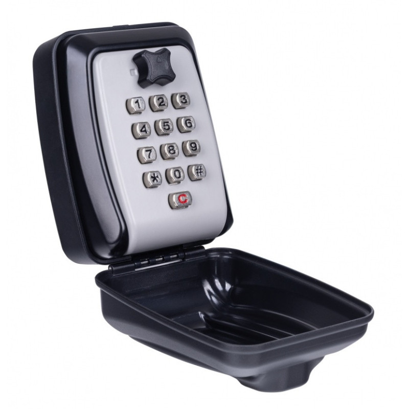Skrytka na klucze DONAU TECH, z zamkiem cyfrowym, 115x95x40 mm, czarno-srebrna