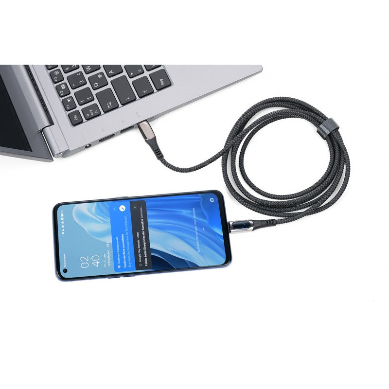 Kabel ładujący TROIKA Speedy XL, 2m, przejściówka USC-C na lightning, czarny