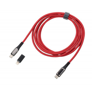 Kabel ładujący TROIKA Speedy XL, 2m, przejściówka USC-C na lightning, czerwony