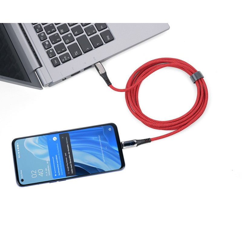 Kabel ładujący TROIKA Speedy XL, 2m, przejściówka USC-C na lightning, czerwony