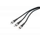 Kabel ładujący TROIKA Dreizack Pro, 1,2m, 3w1, czarny