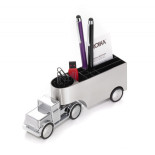 Przybornik na biurko TROIKA Office Trucker, ciężarówka, chromowany, szary