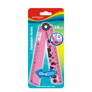 Cyrkola KEYROAD, linijka 15-30cm + kątomierz + cyrkiel w jednym, zawieszka, mix kolorów