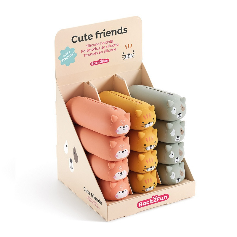 Piórnik tuba MIQUELRIUS, silikonowy soft touch, jednokomorowy 200×45×45mm, kotek, żółty