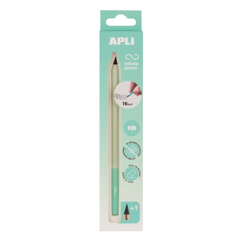 Ołówek wieczny APLI Infinite Nordic, HB, 1 szt., pudełko kartonowe z zawieszką, miętowy