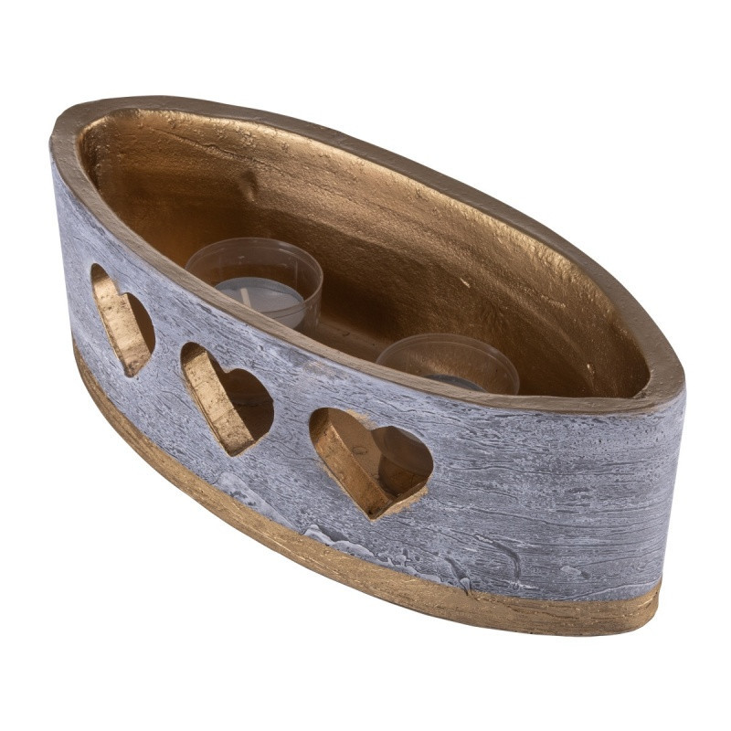 Lampion owal DONAU HOME Golden Heart, 270x95mm, grafitowy