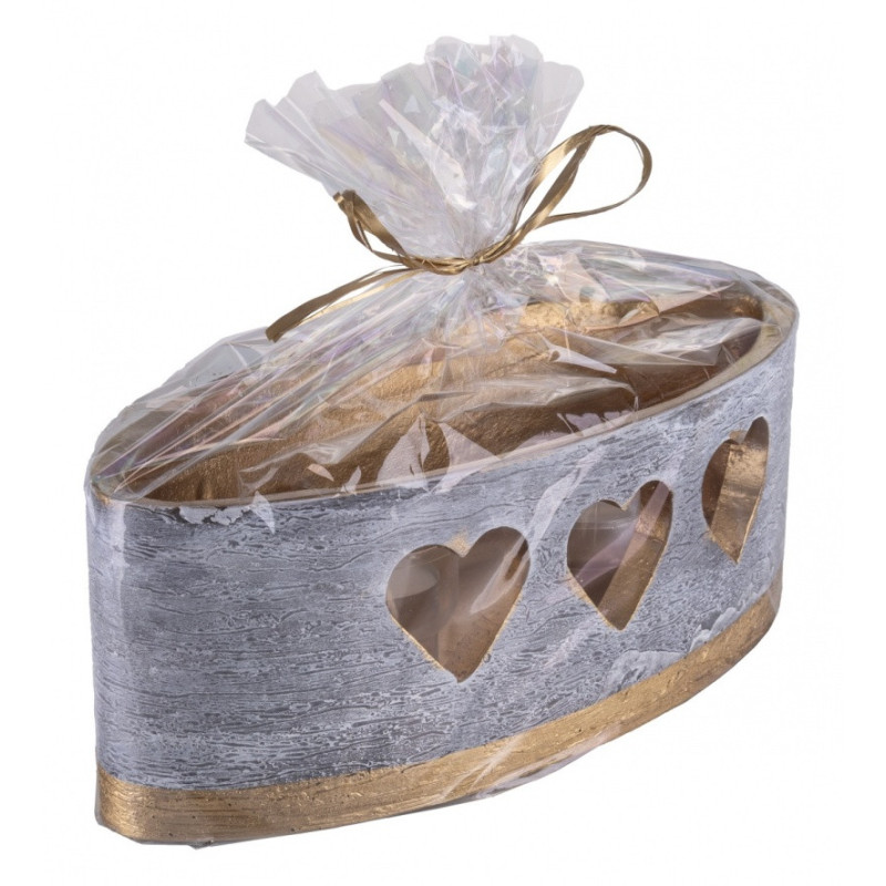 Lampion owal DONAU HOME Golden Heart, 270x95mm, grafitowy