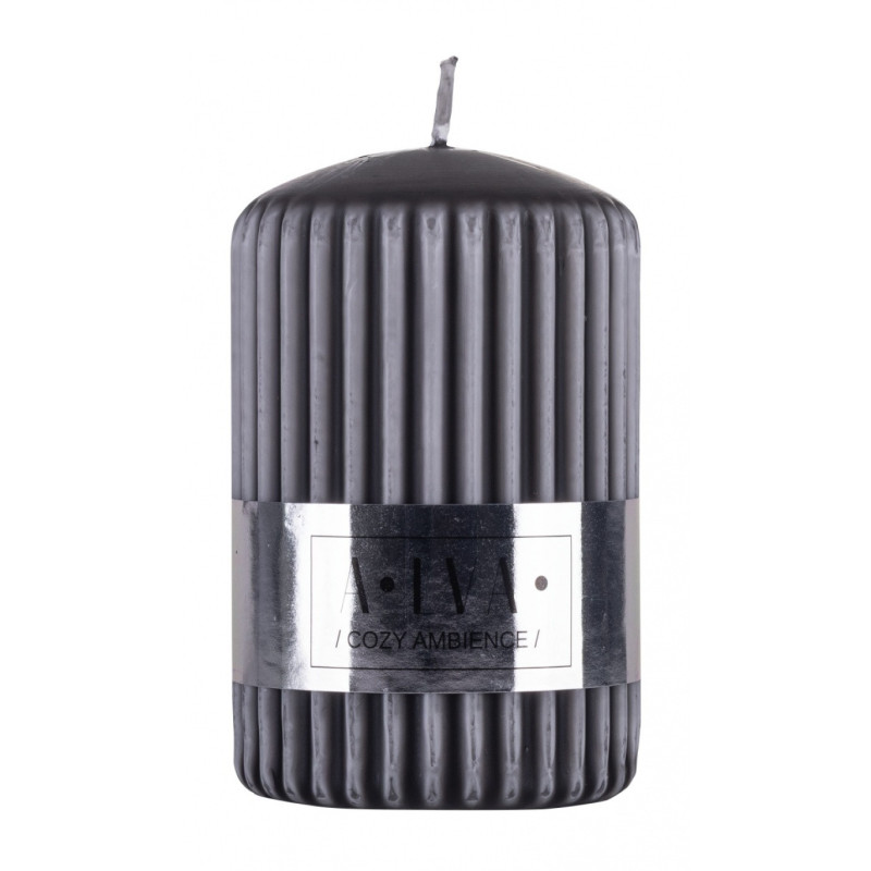 Świeca słupek ryflowana DONAU HOME Alva, 60x90mm, antracyt