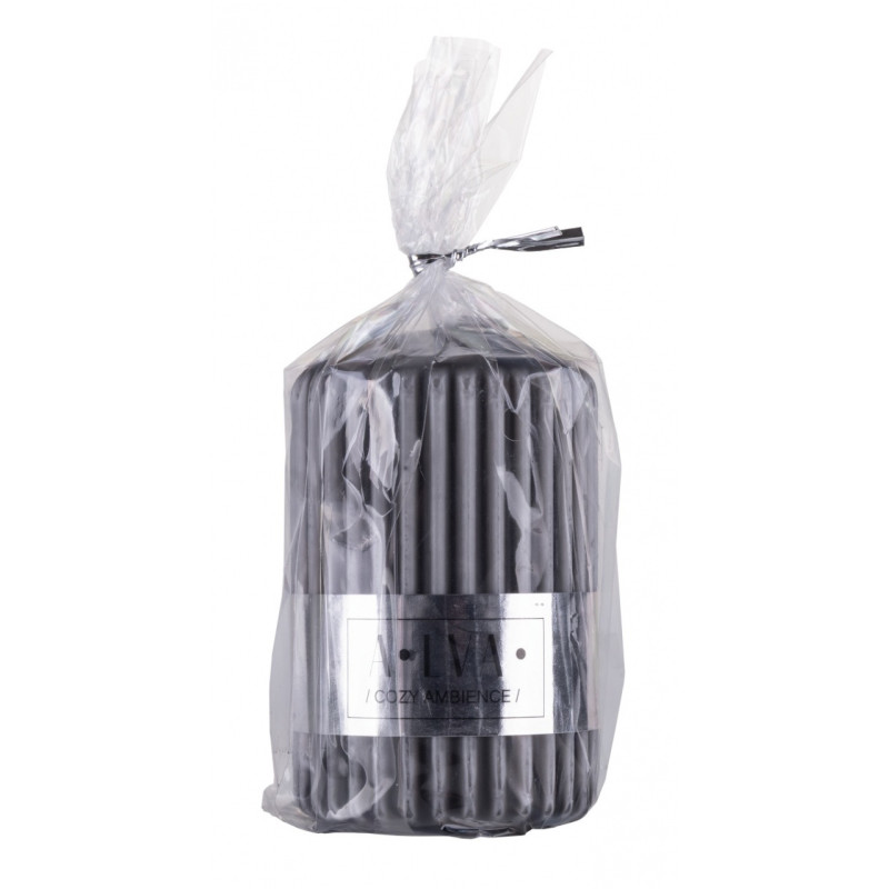 Świeca słupek ryflowana DONAU HOME Alva, 60x90mm, antracyt