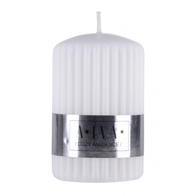 Świeca słupek ryflowana DONAU HOME Alva, 60x90mm, biały