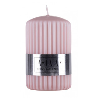 Świeca słupek ryflowana DONAU HOME Alva, 60x90mm, brudny róż
