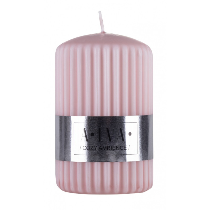 Świeca słupek ryflowana DONAU HOME Alva, 60x90mm, brudny róż