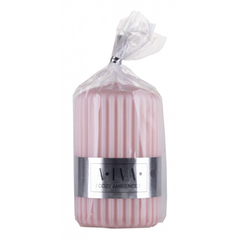 Świeca słupek ryflowana DONAU HOME Alva, 60x90mm, brudny róż