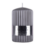 Świeca słupek ryflowana DONAU HOME Alva, 60x90mm, szary