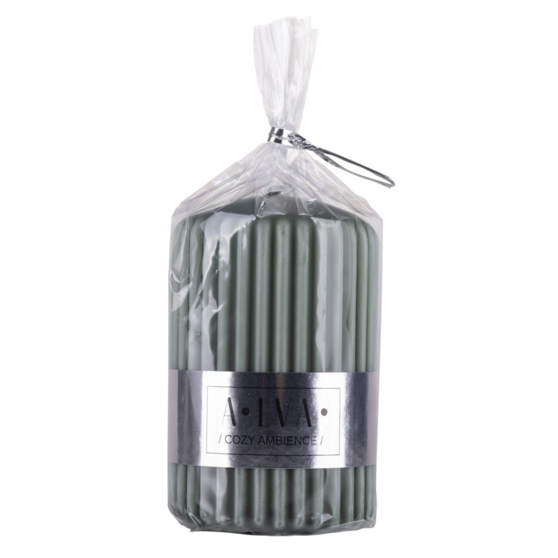 Świeca słupek ryflowana DONAU HOME Alva, 60x90mm, zielony