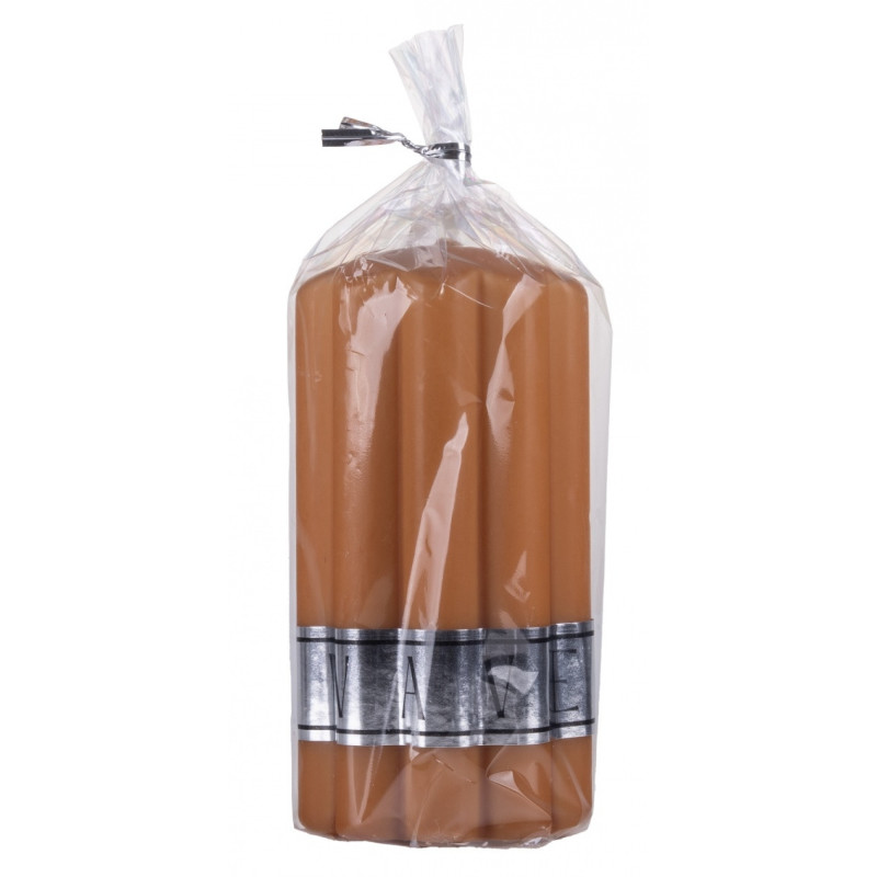 Świeca słupek ryflowana DONAU HOME Wave, 70x130mm, karmelowy