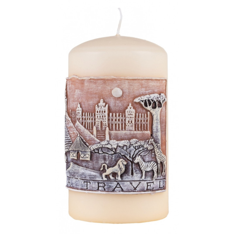 Świeca słupek DONAU HOME Africa Travel, 80x150mm, kremowy