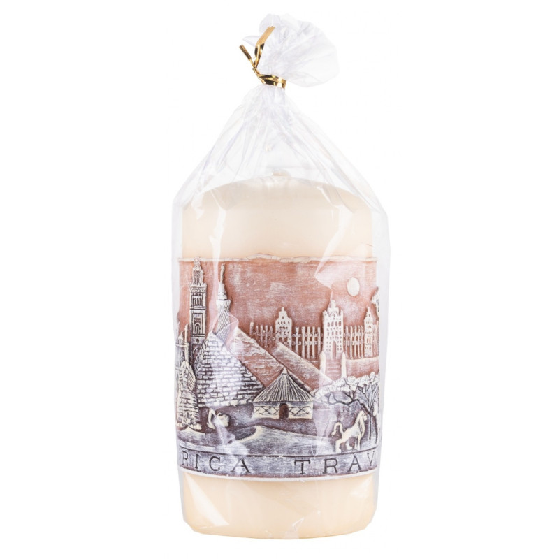 Świeca słupek DONAU HOME Africa Travel, 80x150mm, kremowy