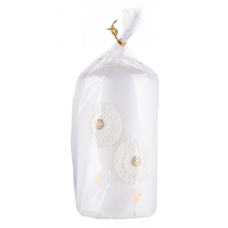 Świeca słupek DONAU HOME Dmuchawce, 70x130mm, biały