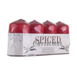 Świeca słupek DONAU HOME Spiced Christmas, 40x70mm, 4 szt., wanilia, czerwony