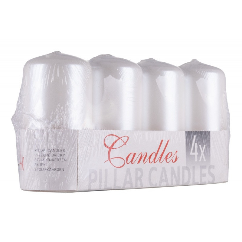 Świeca słupek DONAU HOME Standard Lakier, 50x100mm, 4 szt., biały perła