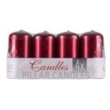 Świeca słupek DONAU HOME Standard Lakier, 50x100mm, 4 szt., czerwony metaliczny połysk