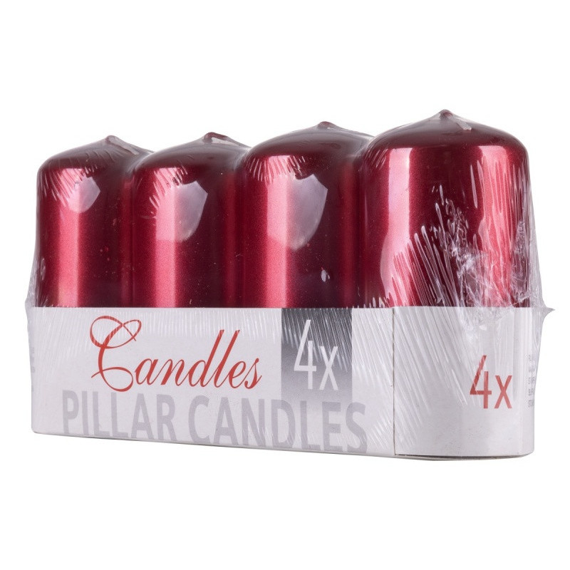 Świeca słupek DONAU HOME Standard Lakier, 50x100mm, 4 szt., czerwony metaliczny połysk